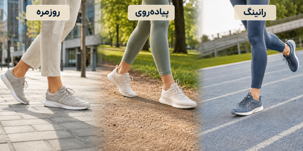 کاربرد کتونی زنانه برای استفاده روزمره، پیاده‌روی و رانینگ