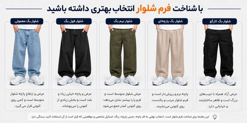 ابتدا مشخص کنید شلوار شما چه نوع بگی است